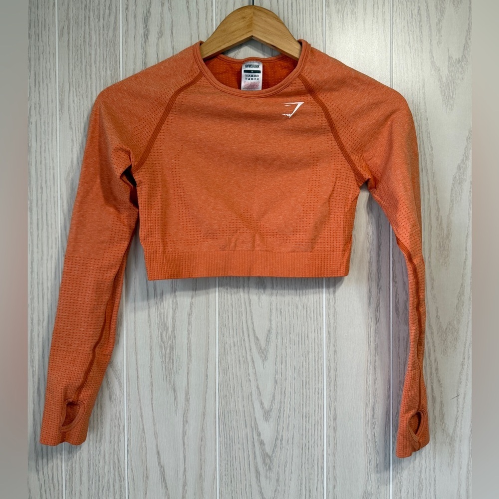 Gymshark Seamless Long Sleeve Crop Top Orange Size Medium EUC